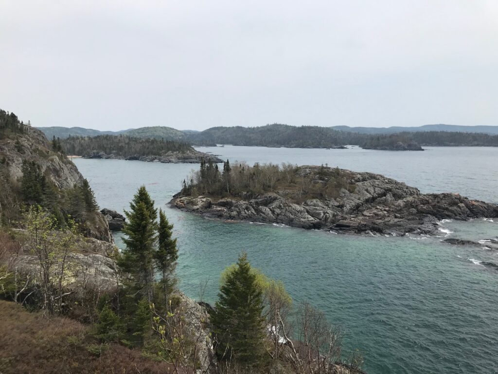 View over Lake Superior on Horseshoe Bay Trail in Pukaskwa National Park.
