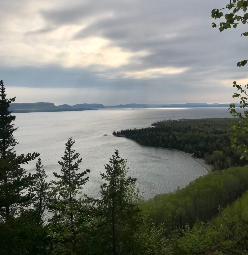 View over Lake Superior from Kama Bay Lookout. This is close to the most northerly point of the lake. 